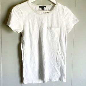 J.Crew Silver Metallic Trim White T-Shirt Crewneck Top
Size XX-Small
